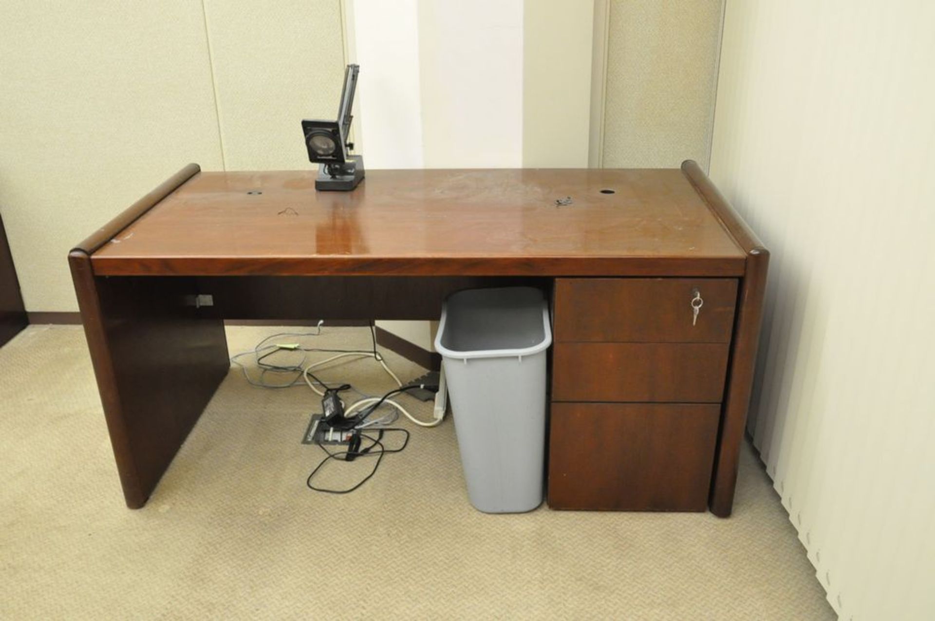 Lot-(1) Modular Partition Desk System with (1) Desk, (3) Lateral File Cabinets, and (1) Overhead - Image 2 of 3