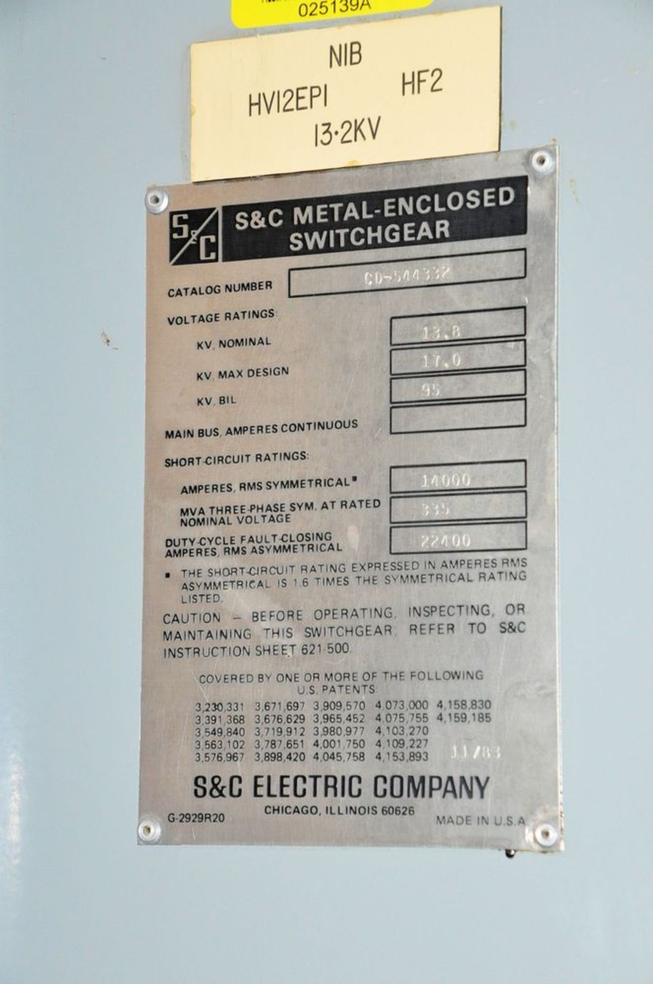 Lot-S&C Electric Metal Enclosed Switchgear, Westinghouse DT 1001, Type DSL 500-KVA Transformer, ( - Image 10 of 10