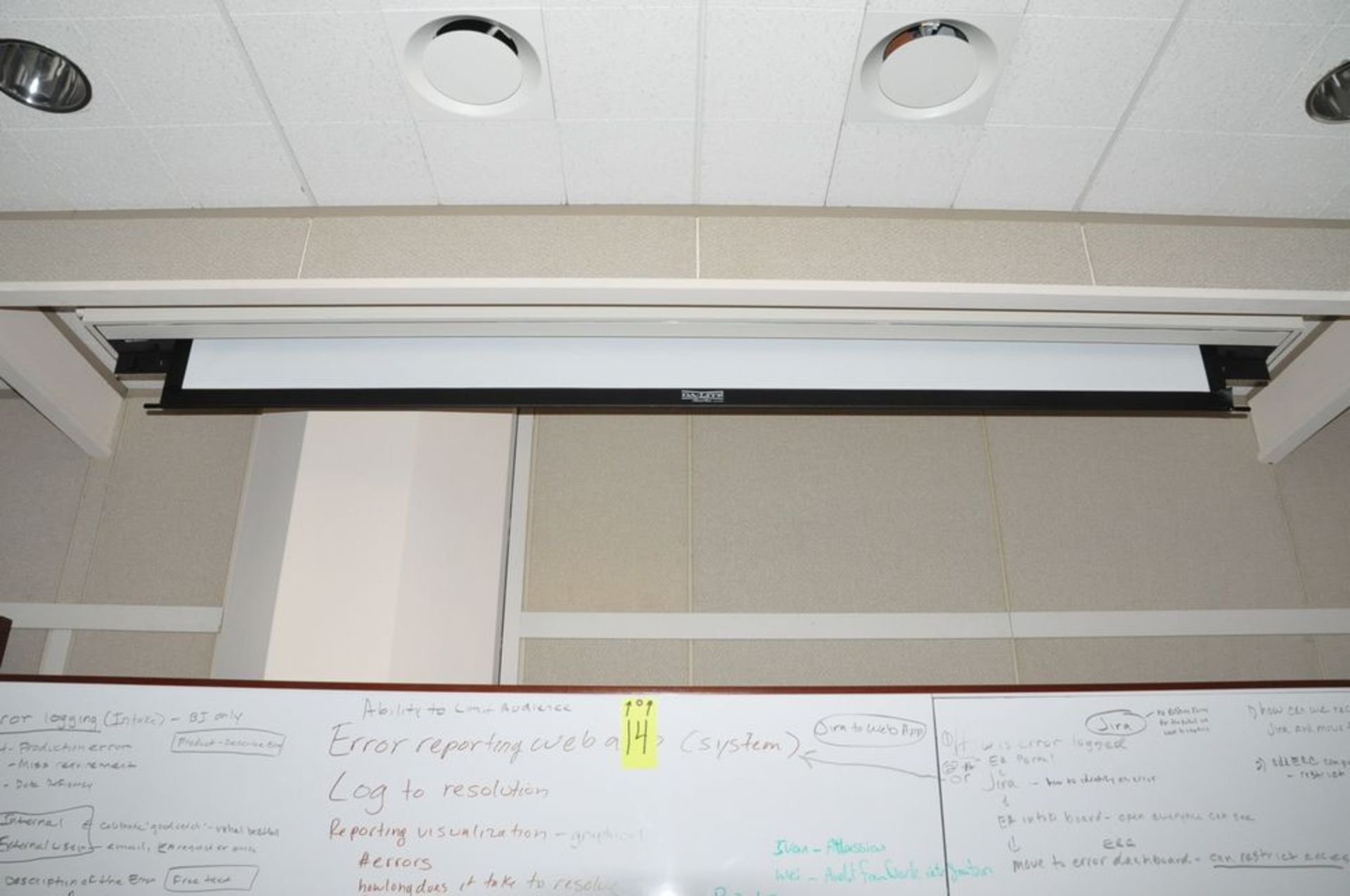 Lot-(2) Piece Dry Erase Board System and (1) Ceiling Mounted Projector Screen, in (1) Office, (TR4- - Image 3 of 3