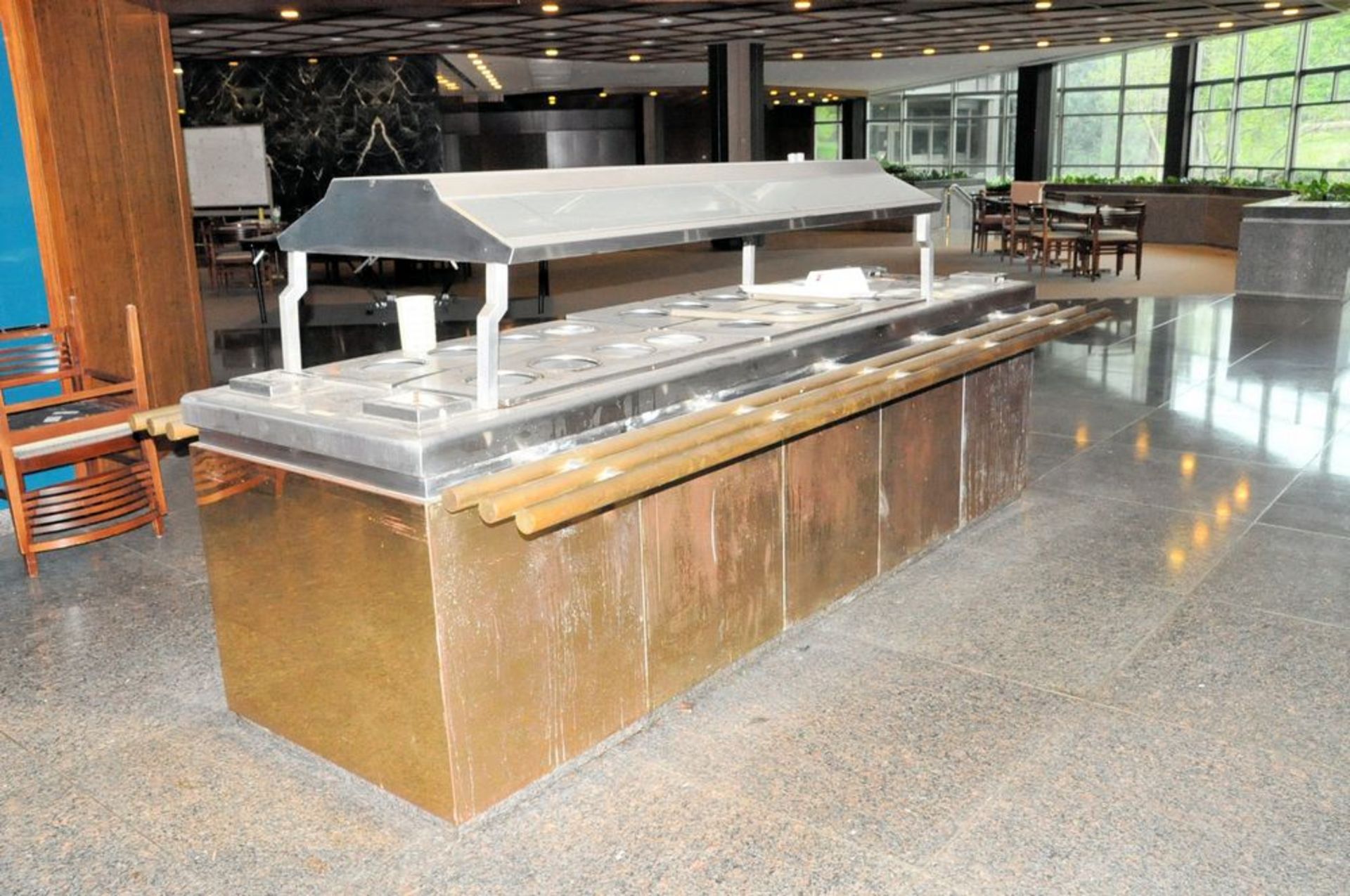 Refrigerated Stainless Steel Salad Bar, 3' x 10', 16-Food Compartments, 16-Silverware Holders,