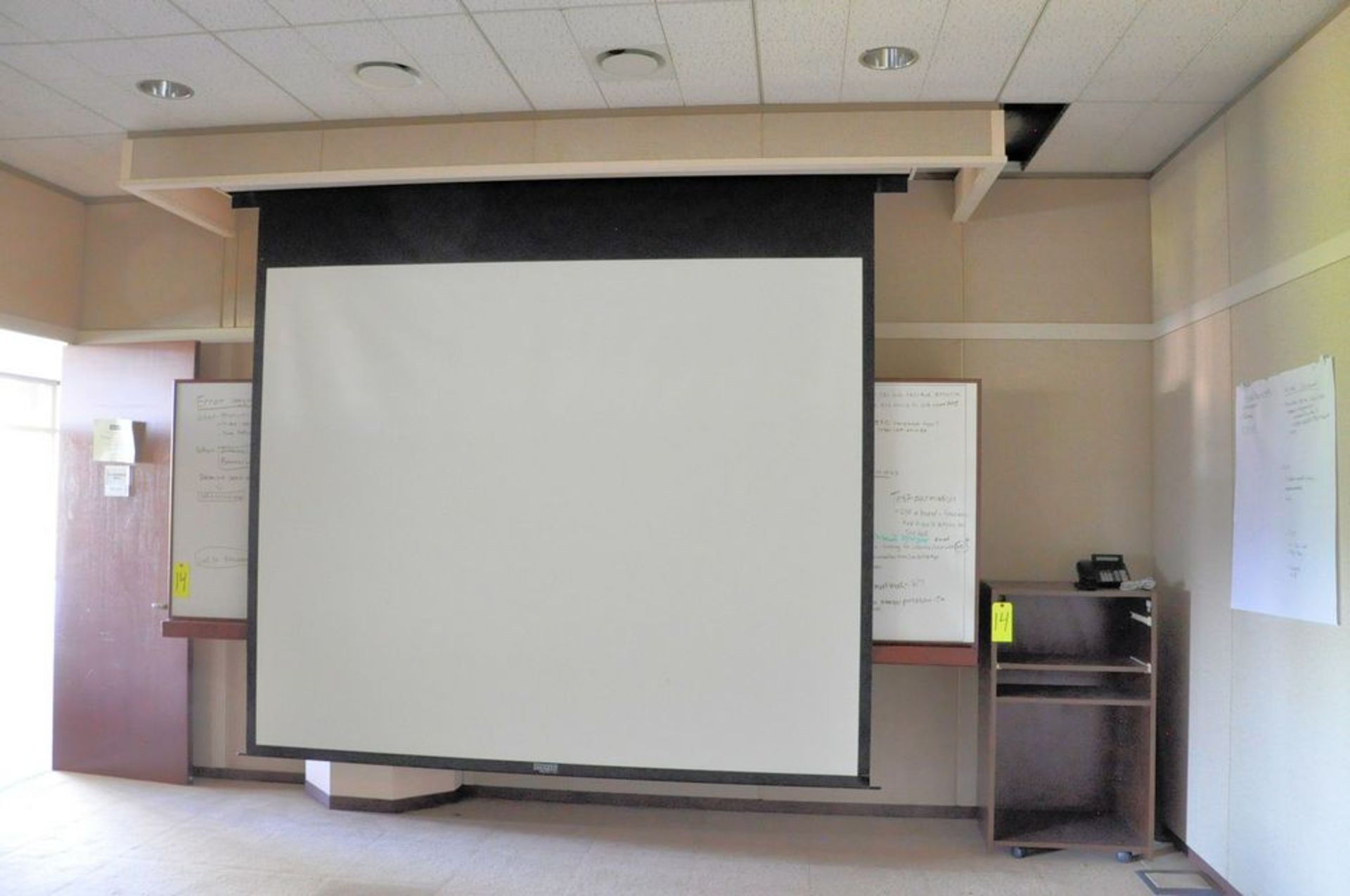Lot-(2) Piece Dry Erase Board System and (1) Ceiling Mounted Projector Screen, in (1) Office, (TR4- - Image 2 of 3