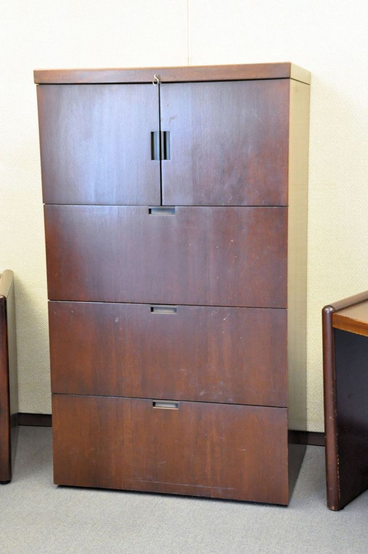 Lot-(2) Modular Partition Desk Systems with (1) Lateral File Cabinet, (1) 2-Door Storage Cabinet, - Image 3 of 3