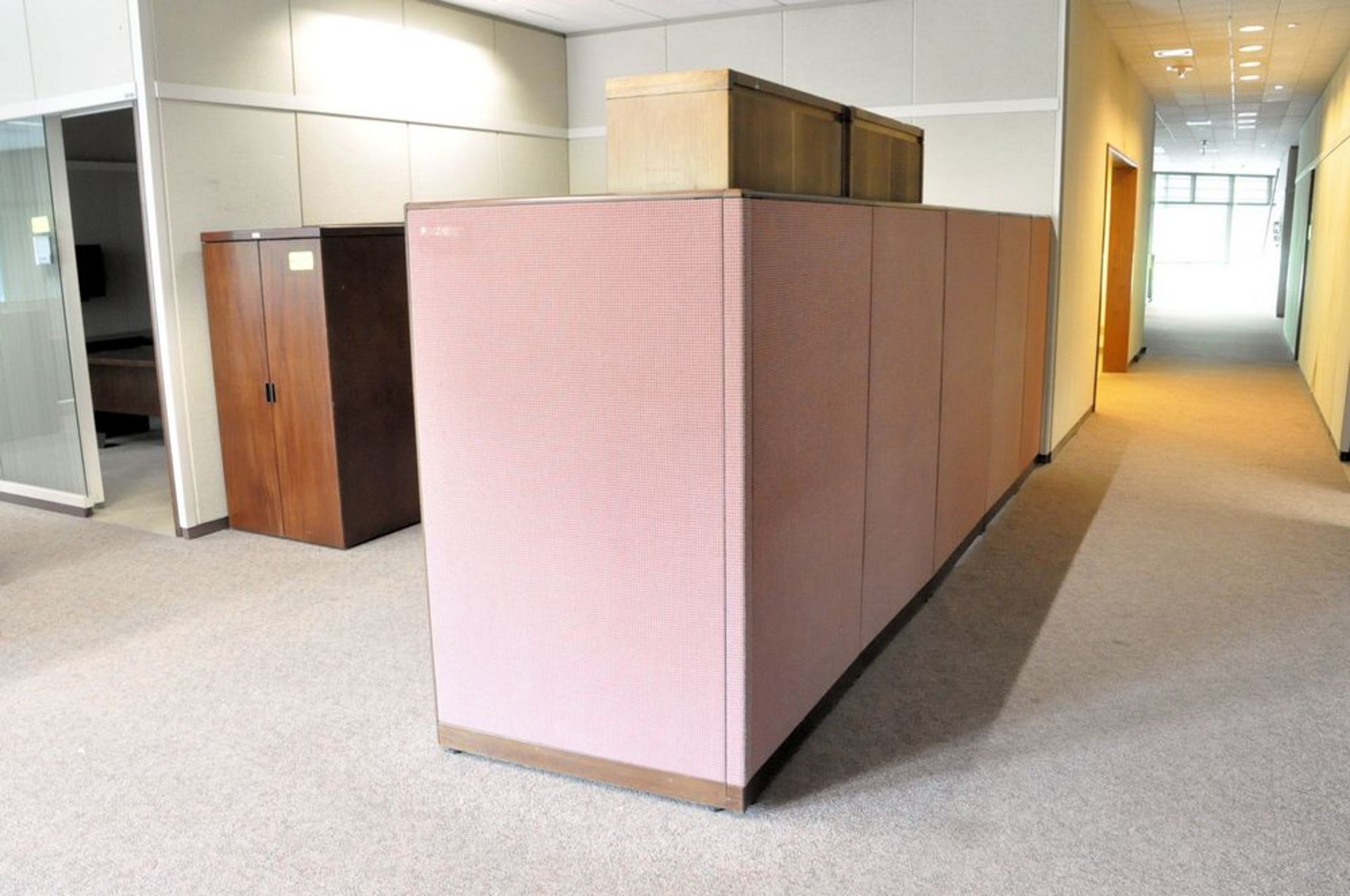 Lot-(1) Modular Desk System with (1) Lateral File Cabinet, (1) 2-Door Storage Cabinet, (1) Table, (