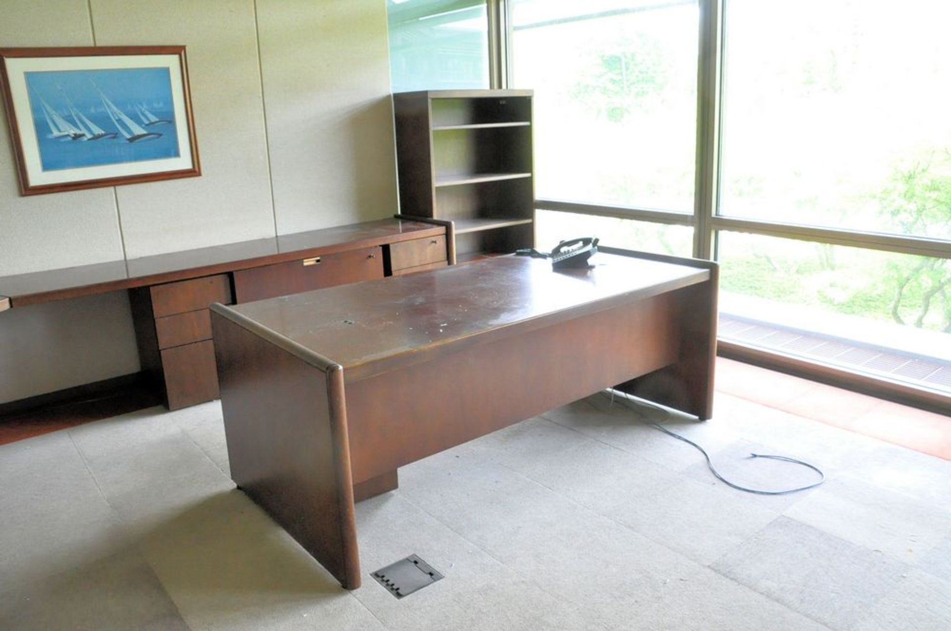 Lot-(1) Modular Desk System with (1) Desk, (1) Bookcase, (2) Lateral File Cabinets, (4) Chairs, ( - Image 2 of 3