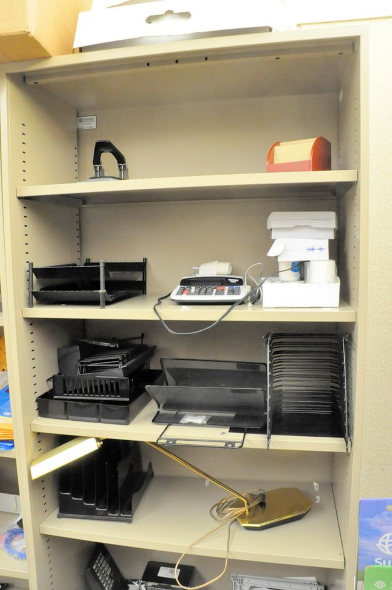 Lot-(7) Sections Shelving with General Office Supply Contents, (1) 2-Door Storage Cabinet, (2) - Image 7 of 9