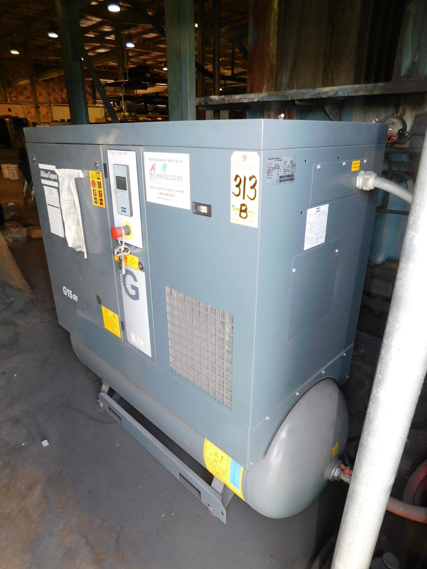 Atlas Copco Model G15FF Rotary Screw Air Compressor, s/n ITJ036631, New 2017, 20 HP, Tank Mounted, - Image 4 of 6