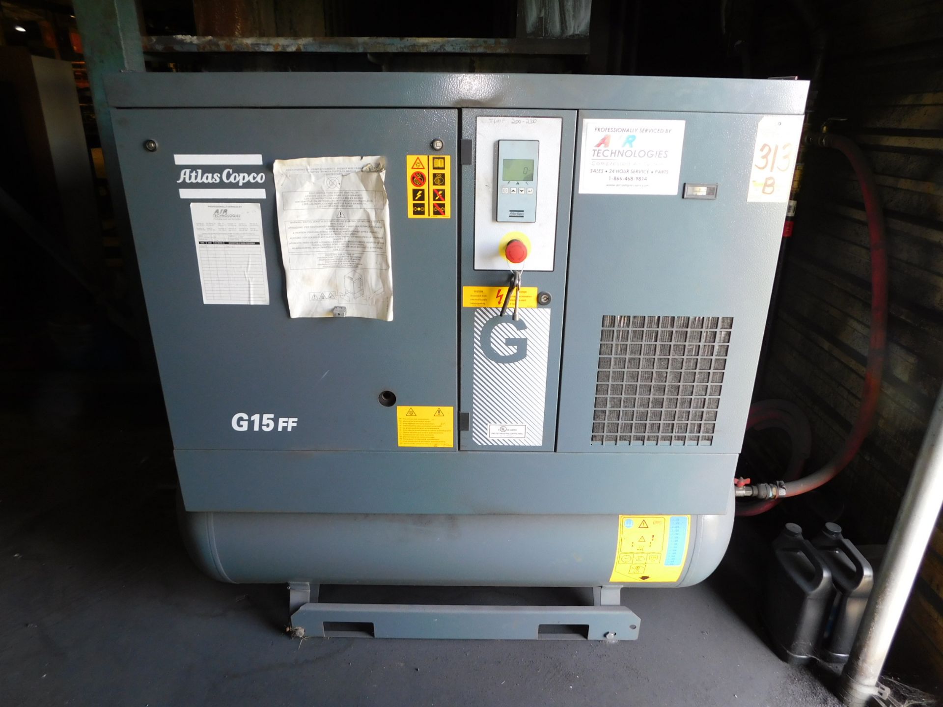 Atlas Copco Model G15FF Rotary Screw Air Compressor, s/n ITJ036631, New 2017, 20 HP, Tank Mounted, - Image 3 of 6
