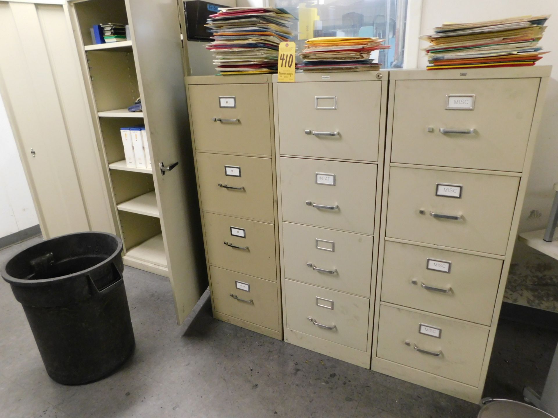 (3) 4-Drawer File Cabinets and 2-Door Upright Storage Cabinet