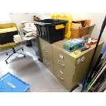 (2) Drawer File Cabinets, (2) 2-Drawer File Cabinets, Metal Desk, Chair