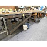 (3) Wooden Shop Tables with Metal Tops