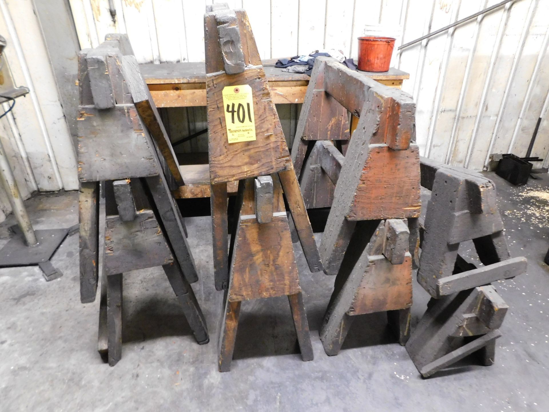 Wooden Saw Horses and Wooden Table