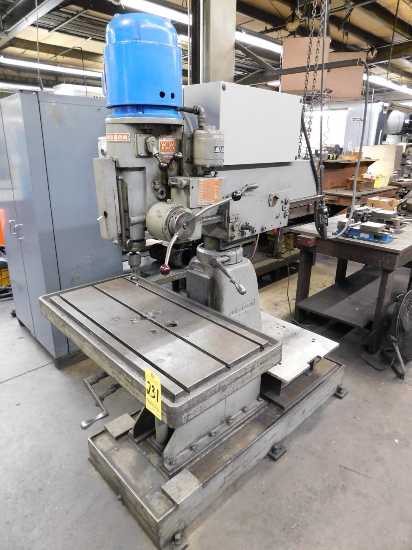 Johansson Radial Drill, s/n 32320, Quill Powerfeed, 20" X 40" T-Slotted Production Table
