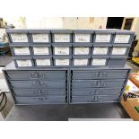 18-Drawer Parts Cabinet (Empty) and (2) 4-Drawer Parts Cabinets and Misc. Hardware