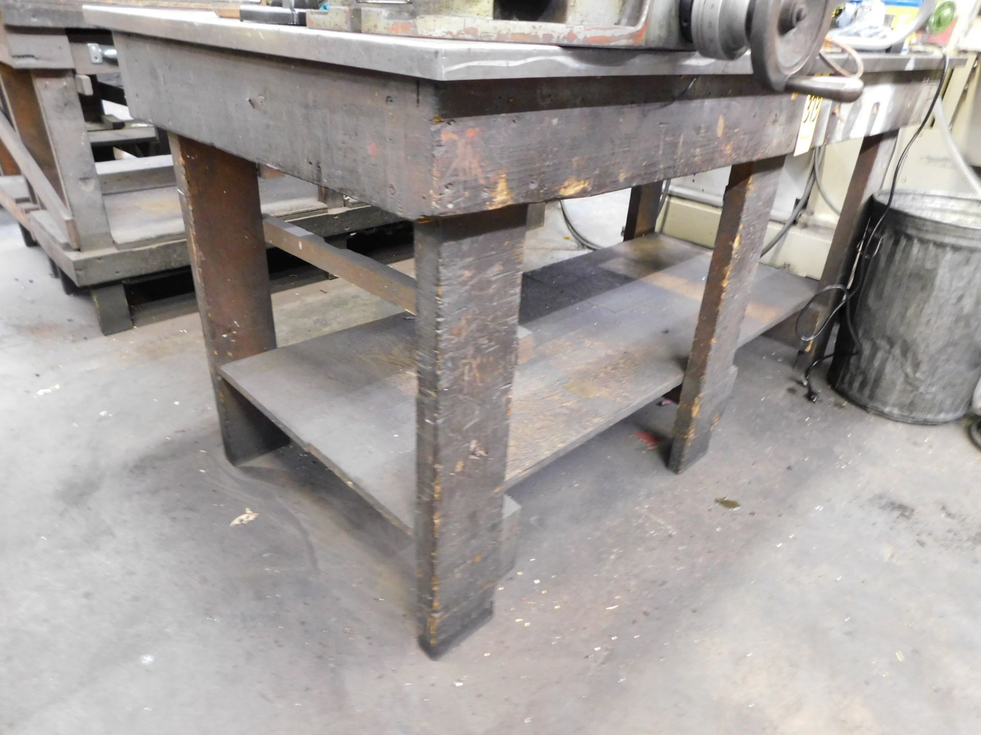 Wooden Shop Table with Metal Top, 36" X 72" X 36" H