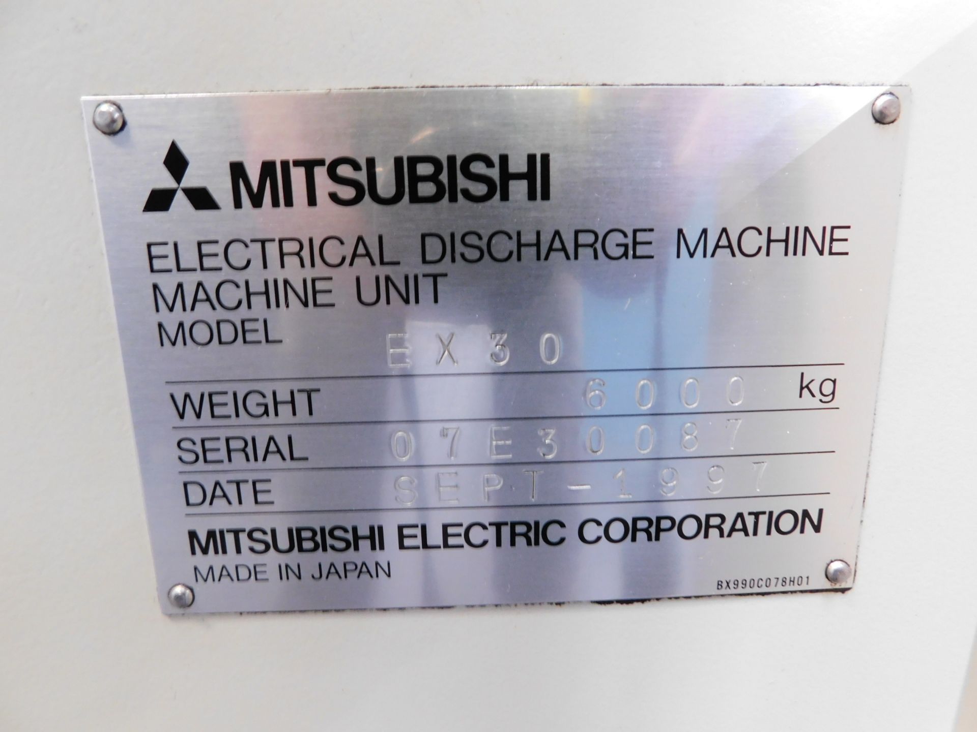 Mitsubishi Model EX-30 CNC Ram EDM, s/n 07E30087, New 1997, Mitsubishi CNC Control, FP100E Power - Image 10 of 14