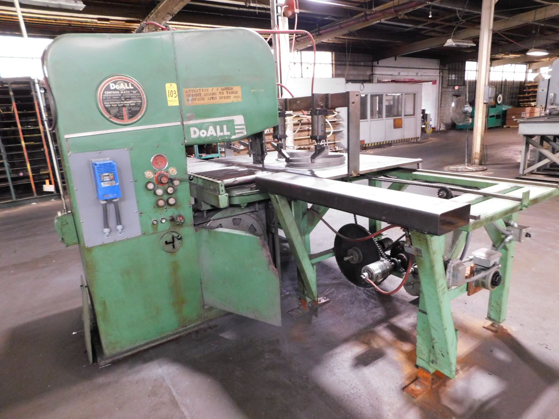 Do-All Model 2613-3 Vertical Plate Saw, s/n 128-60208, 26” Throat, 13” Max. Vertical Height, 43 1/2”