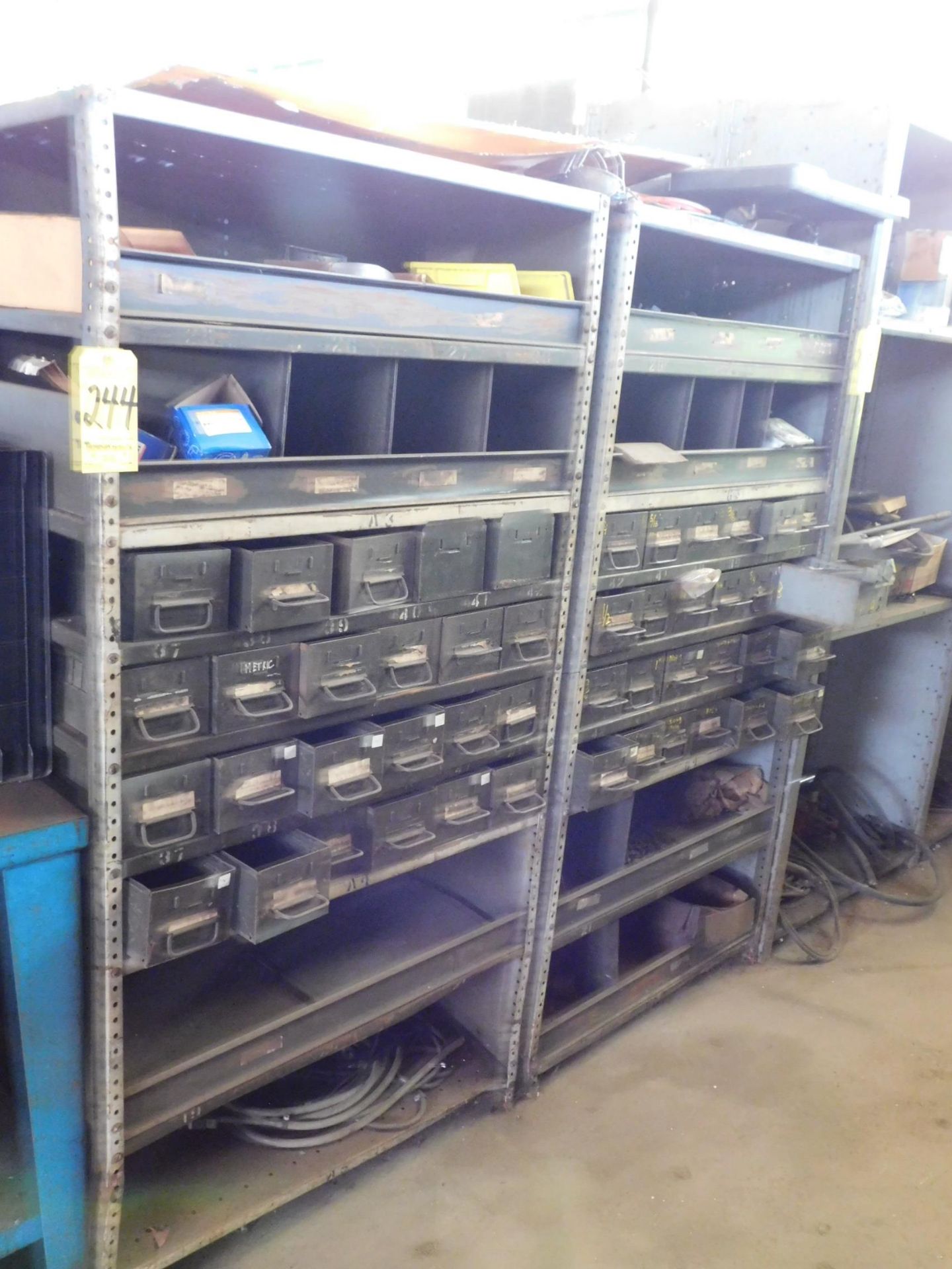 Metal Shelving Unit, (2) Section with Contents