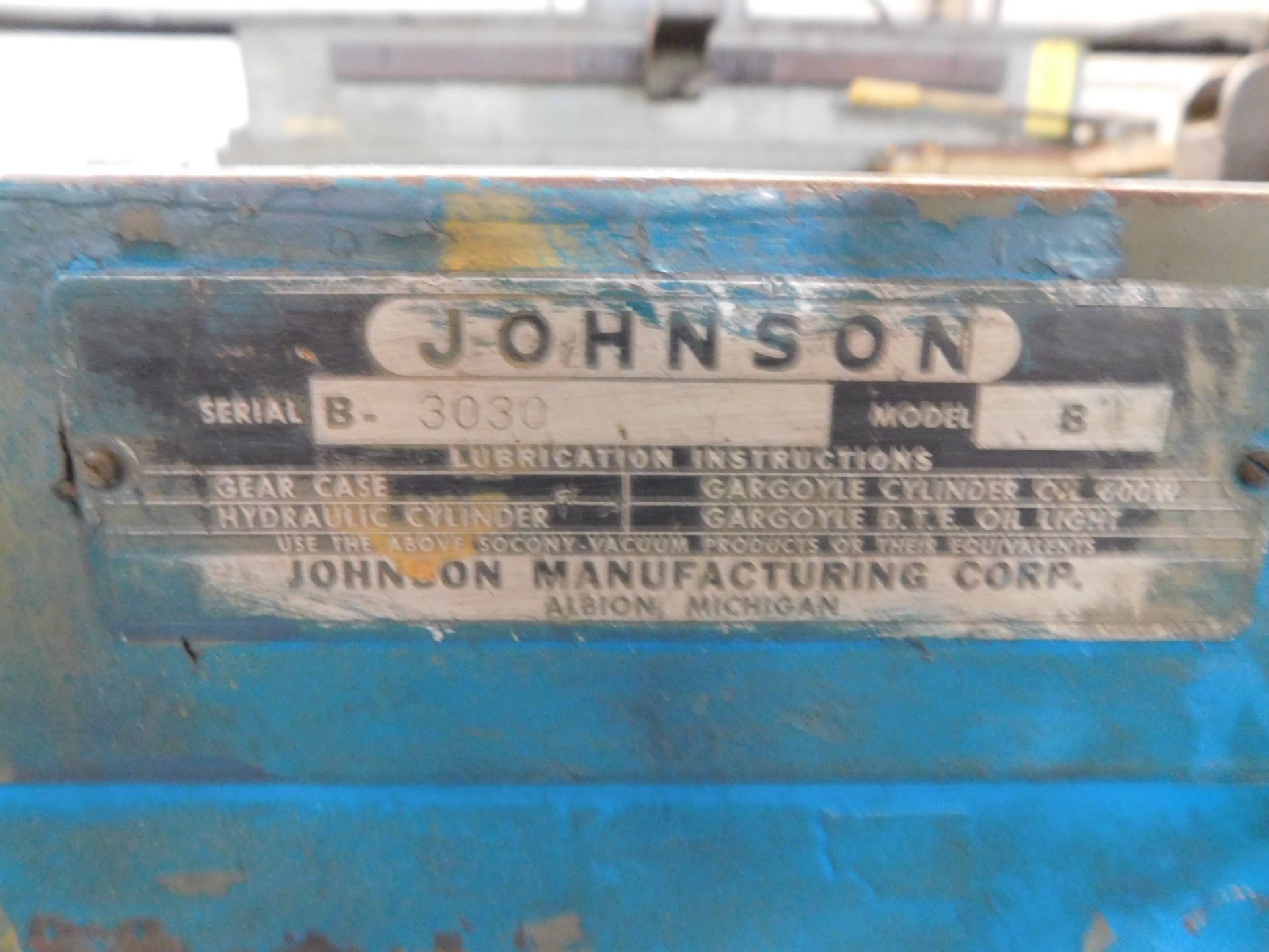 Johnson Model B, 7" X 11" Horizontal Band Saw, s/n B-3030, 110/1/60 - Image 6 of 6