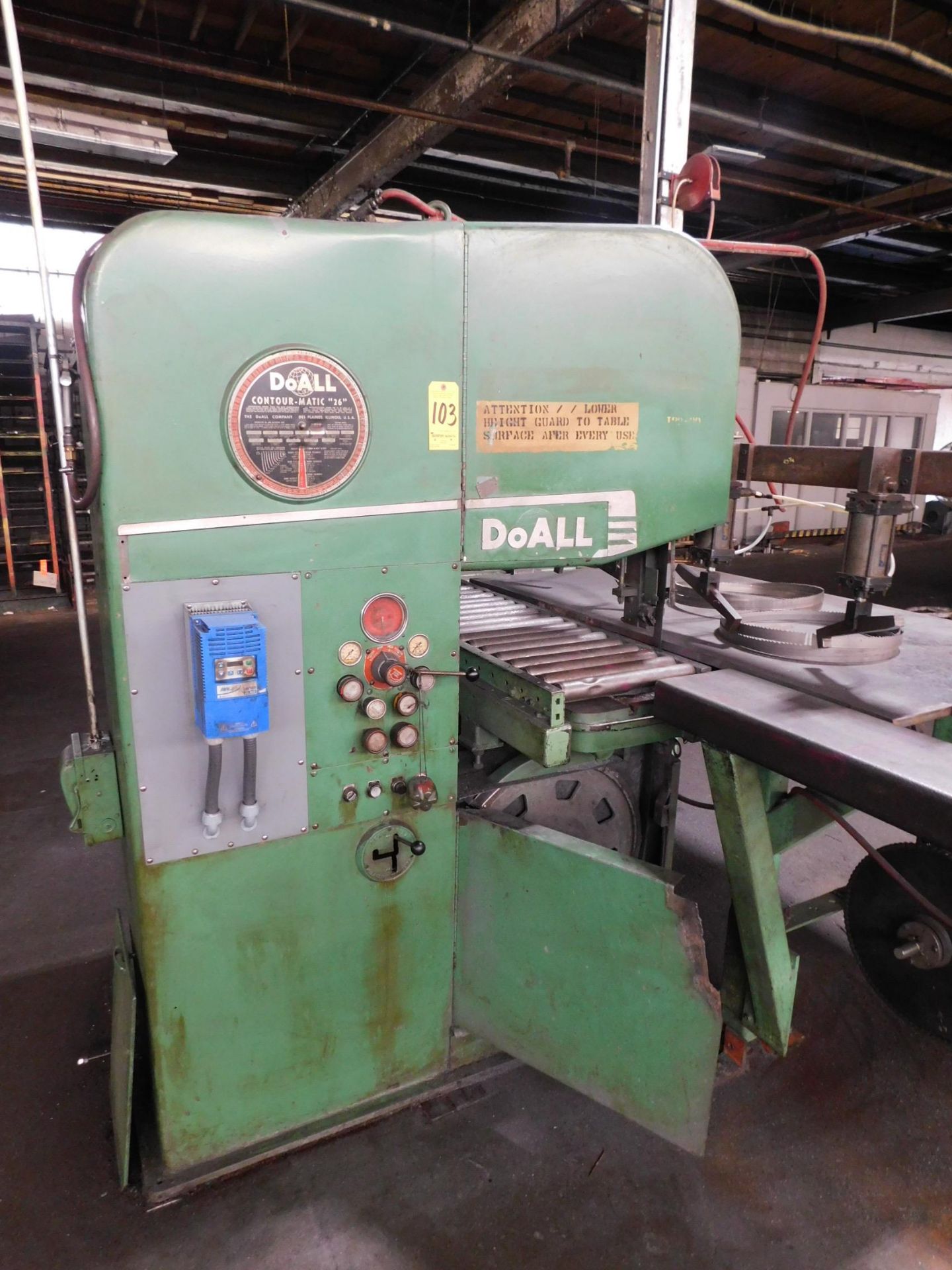 Do-All Model 2613-3 Vertical Plate Saw, s/n 128-60208, 26” Throat, 13” Max. Vertical Height, 43 1/2” - Image 6 of 8