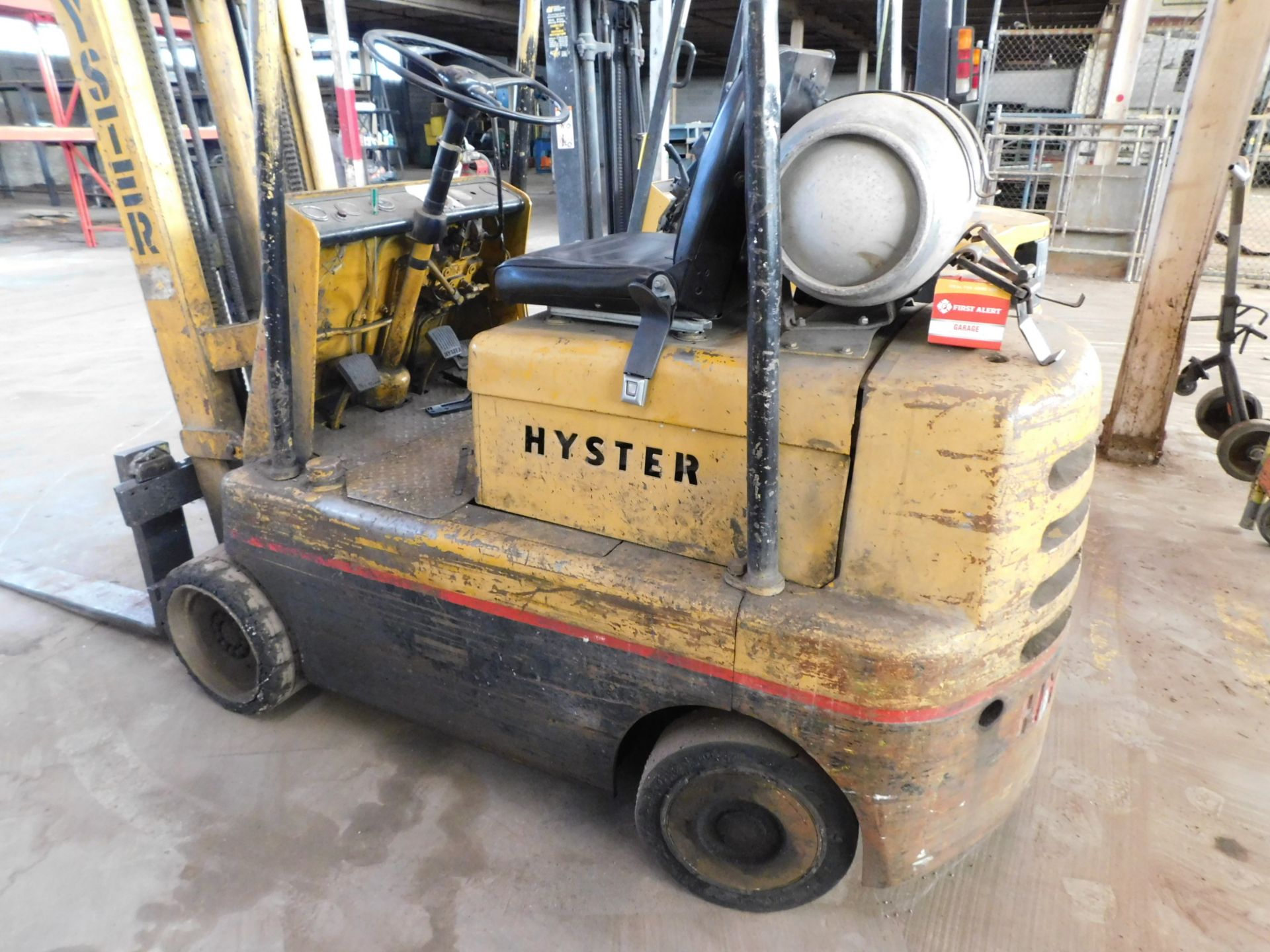 Hyster Model 50 Fork Lift, s/n Unknown, 5,000 Lb. Capacity, 3-Stage Mast, 42" Forks, Hard Tire, - Image 5 of 9