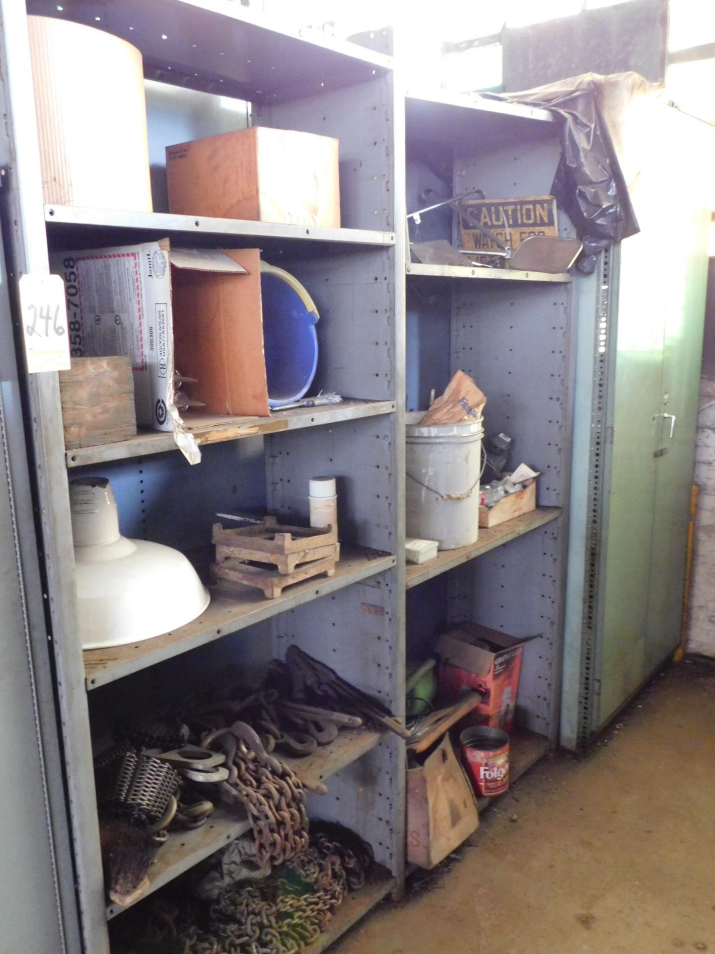 Metal Shelving Unit, (3) Sections with Contents