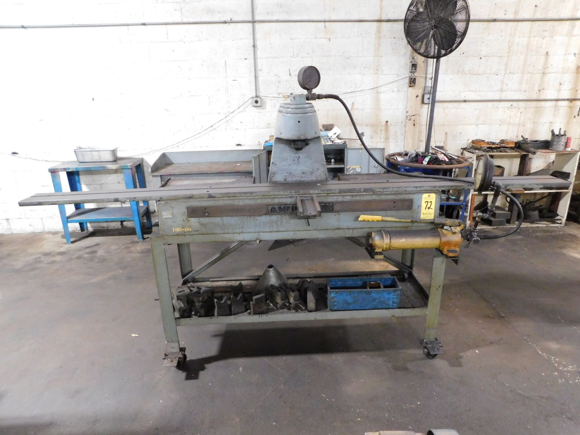 Anderson Hand Operated Hydraulic Straightening Press, Estimated 20 Ton, 7" X 120" Table, with