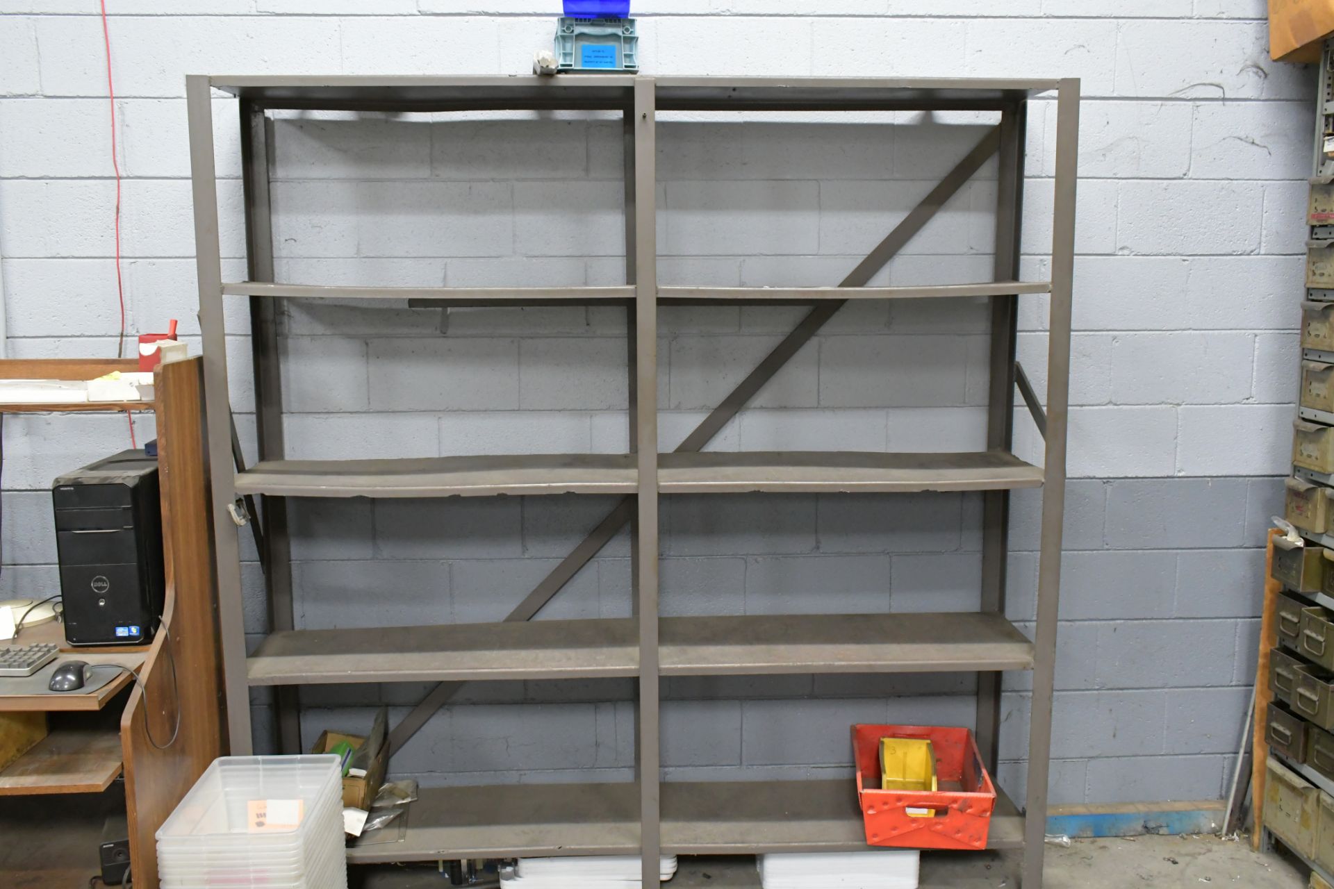 Lot-Screws, Nuts, Washers, Dowels, Wire, General Maintenance, etc. with (4) Sections Bin Shelving - Image 2 of 2