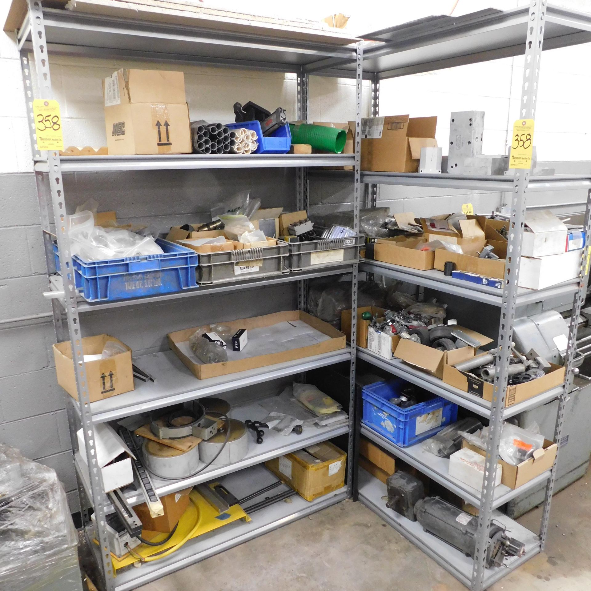 (2) Sections Metal Shelving and Contents, 60" X 30" X 18 /12"