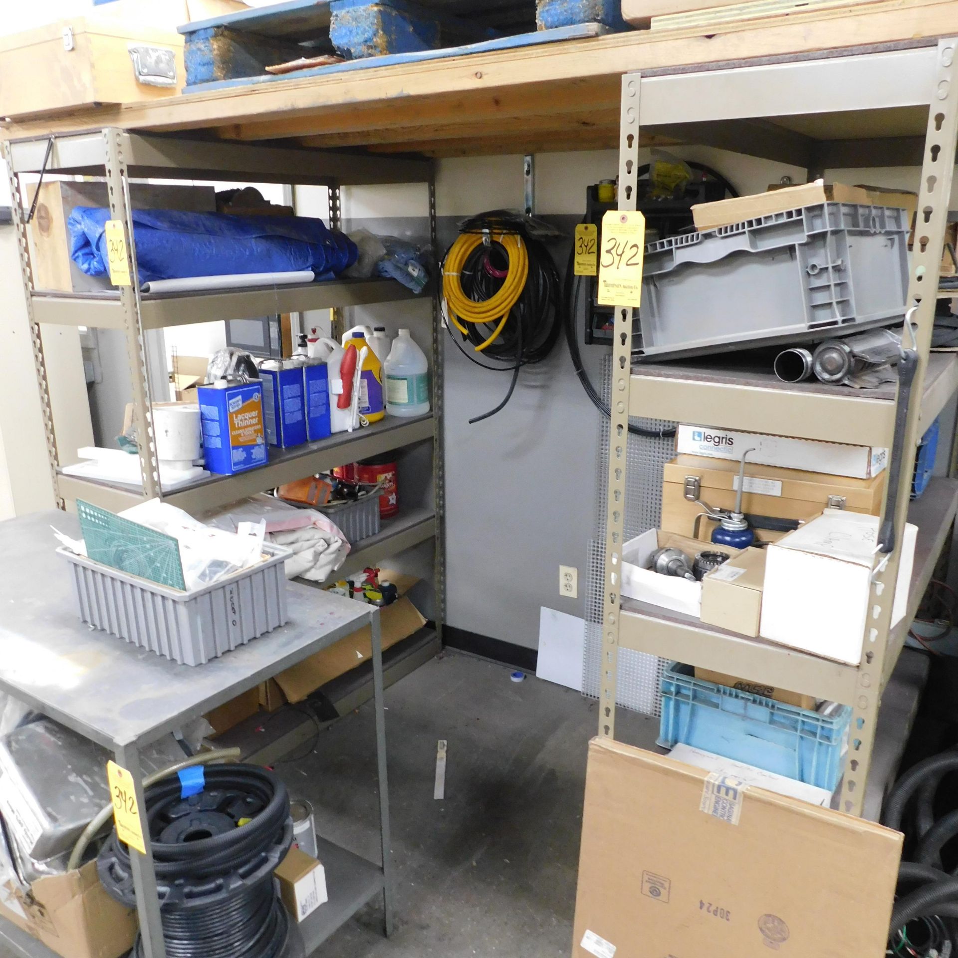 (2) Sections Metal Shelving, 48" X 72" X 18 1/2" Deep, with All Contents of Maintenance Items, etc.
