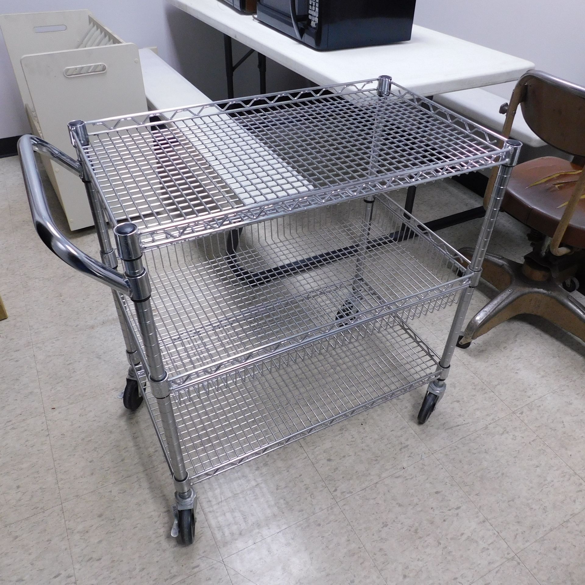 Contents of Lunch Room, (2) Foldable Picnic Tables, (2) Microwaves, NSF Racks, Toshiba TV, Etc. - Image 4 of 4