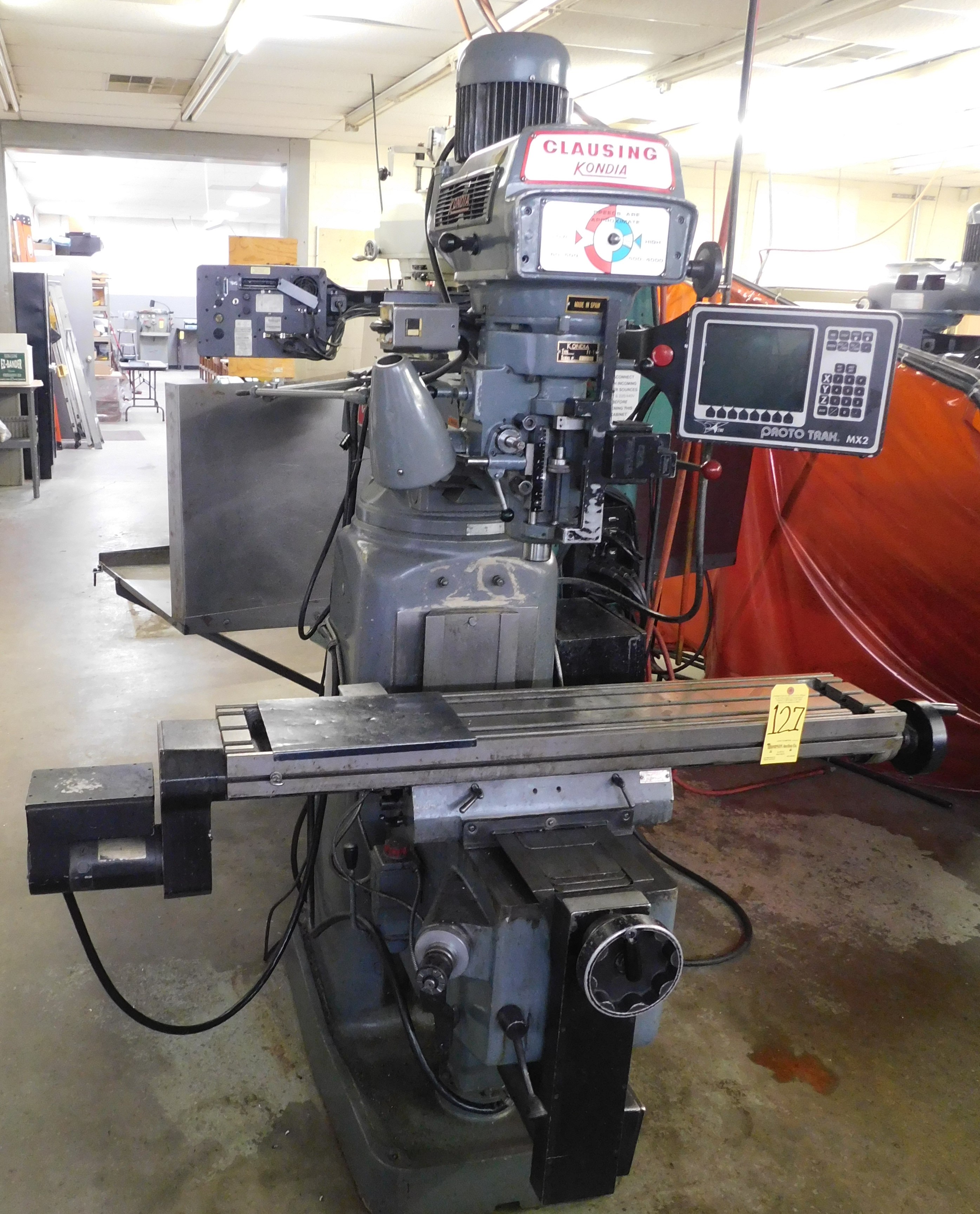 Clausing Kondia Model FV-1 CNC Vertical Mill, s/n Y-659, Prototrak MX2 ...
