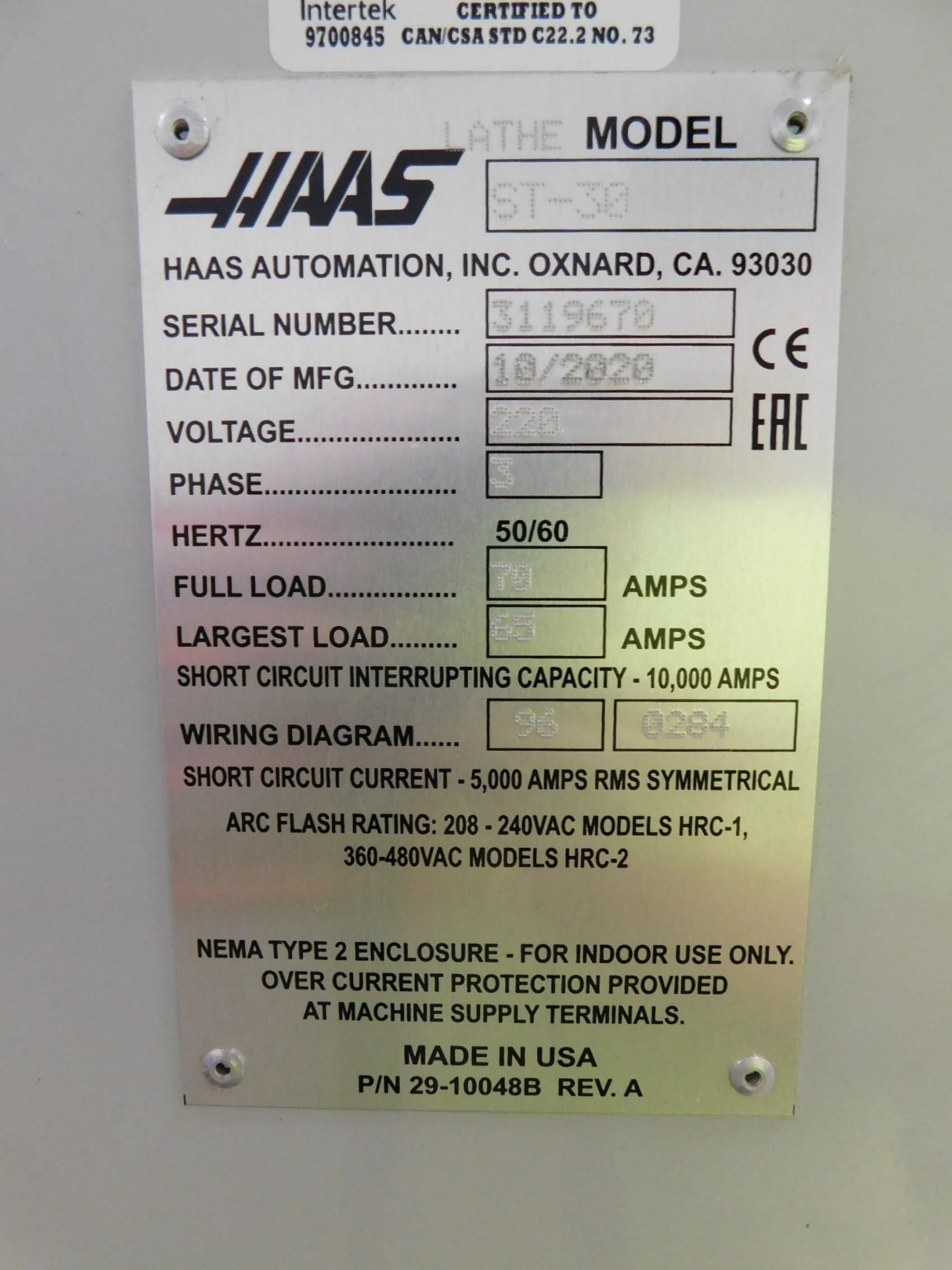 Haas ST30 CNC Turning Center sn 3119670, New in 2020, 12"3-Jaw Chuck, 12-Station Turret, - Image 13 of 16