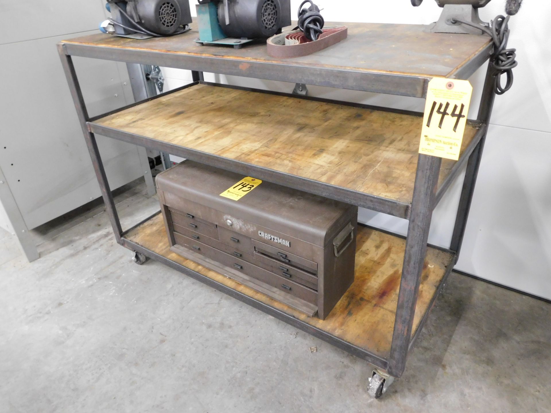 3-Tier Shop Cart w/Double End Grinder