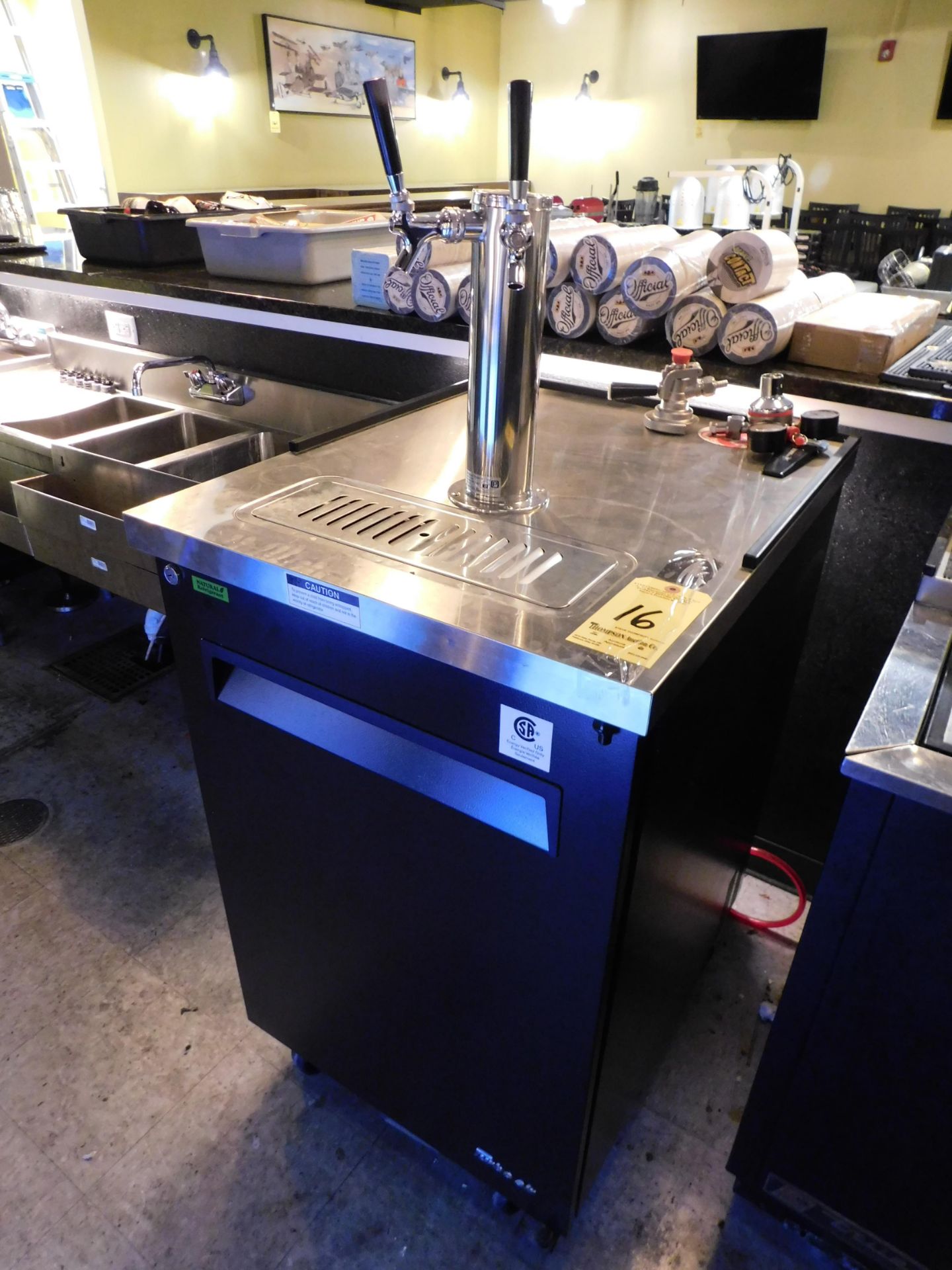 Turbo Air 2 Tap Kegerator, Single Door, Model:TBD-1SB-N6, SN#:H6BD10BC9002, 24"L X 30"D X40"T