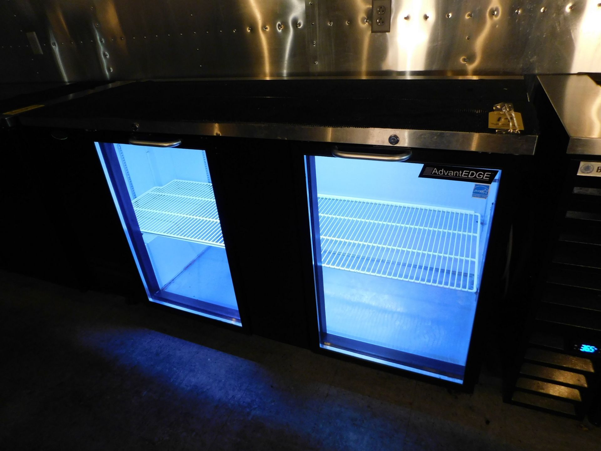 AdvantEDGE Model:BB69G 2 Glass Door Norlake Beverage Cooler, SN#:BB69G-16040007, 69"L X 27"D X 40"