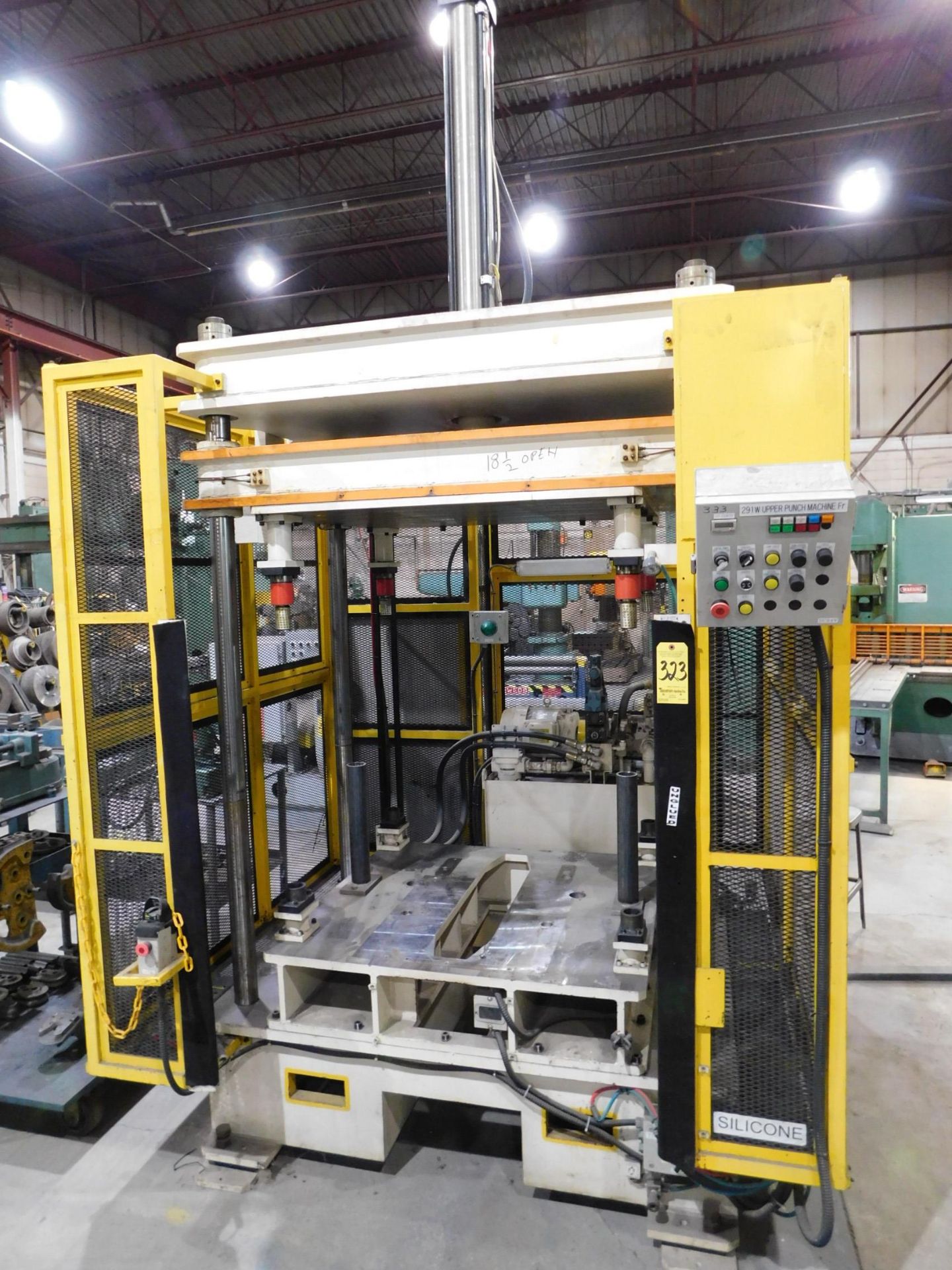 Custom Built 4-Post Hydraulic Press, Bed Plate 47" L/R X 45" F/B, 36" Stroke, 54" Max. Opening