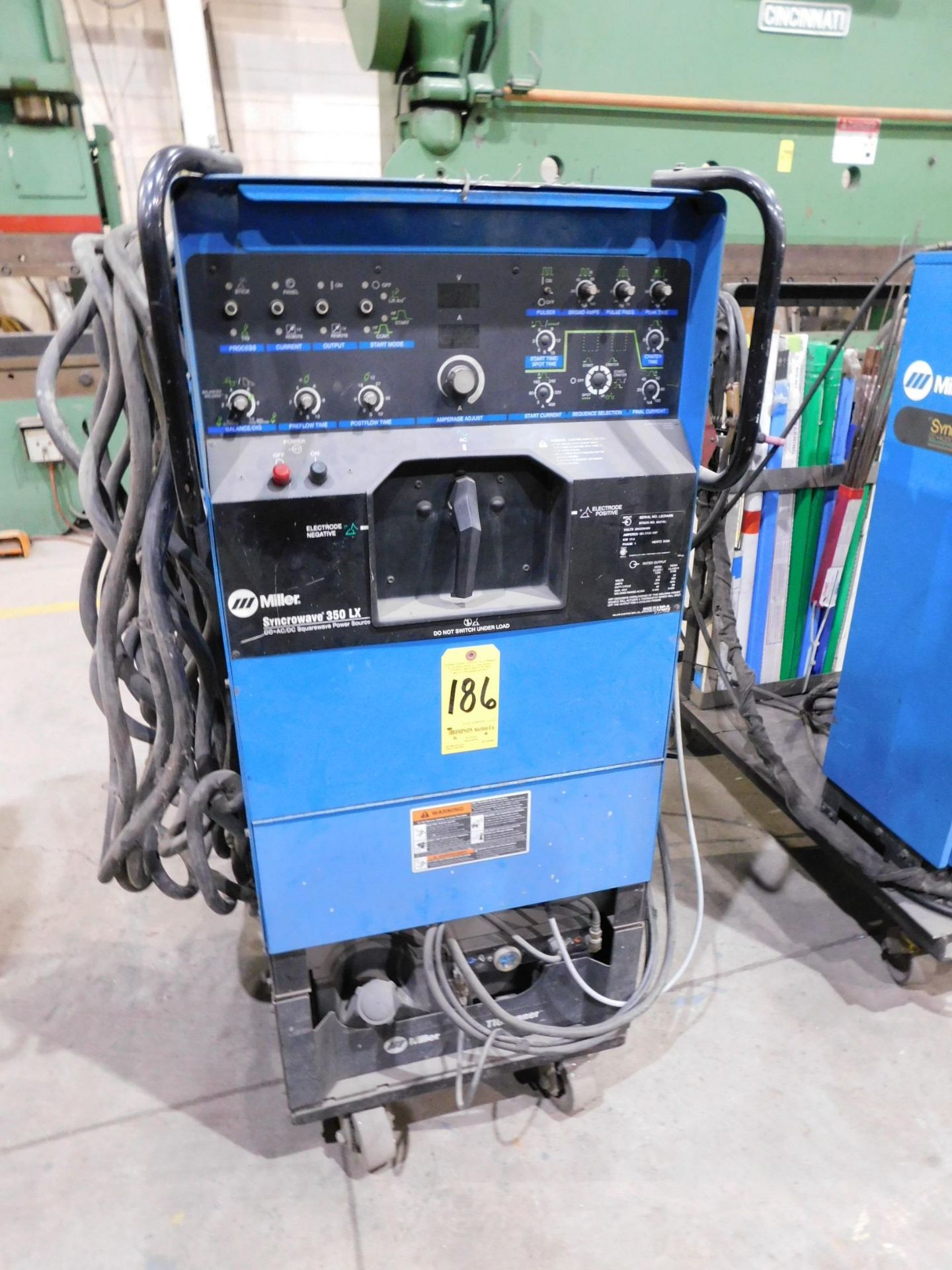 Miller Synchrowave 350LX Tig Welder, s/n LB294456, with Built in Chiller, Torch Ground Cable,