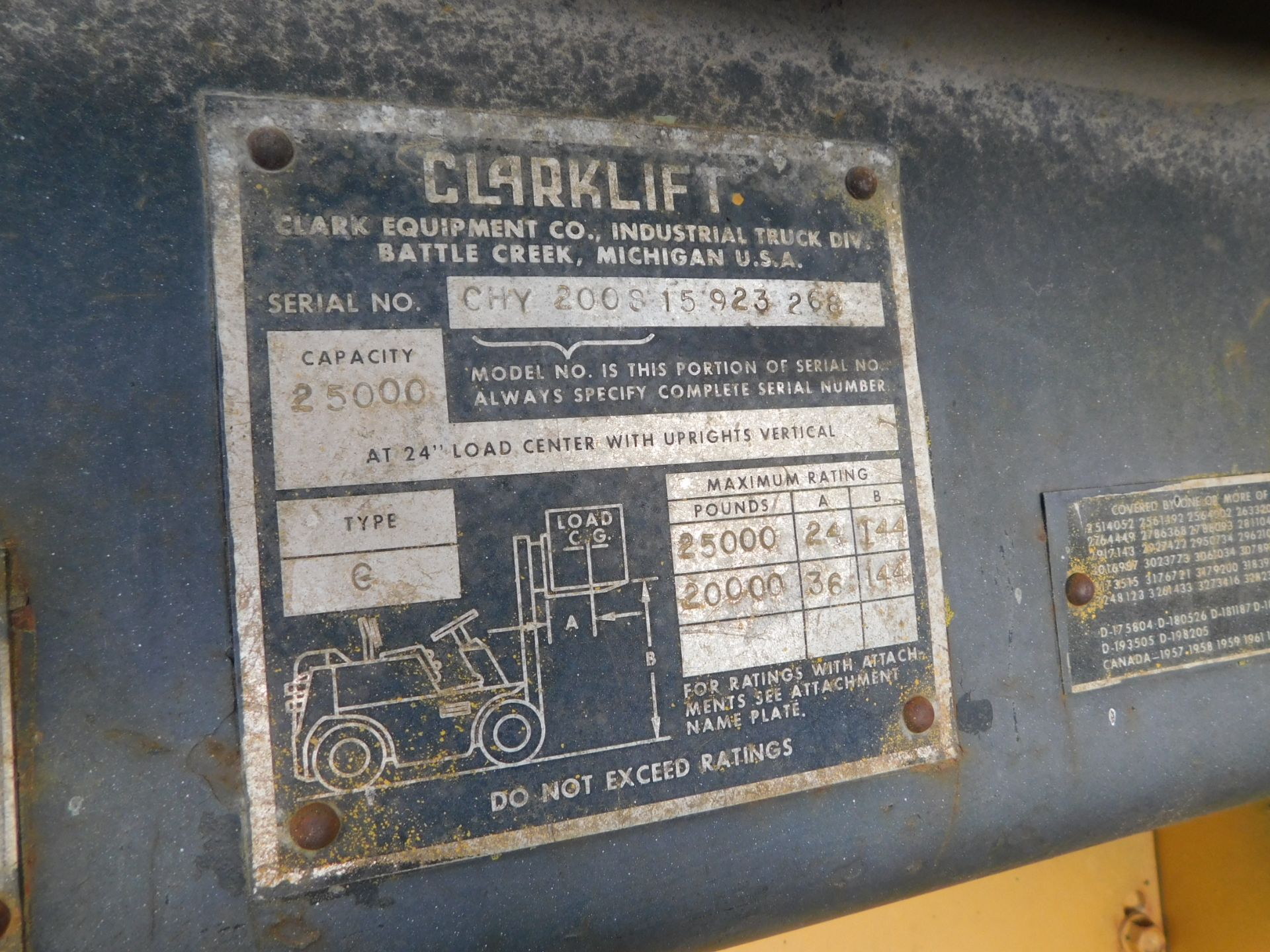 Clark Yard Fork Lift, s/n CHY-2008-15-923-268, 25,000 Lb. Capacity, Gasoline, Pneumatic Tires, - Image 17 of 22