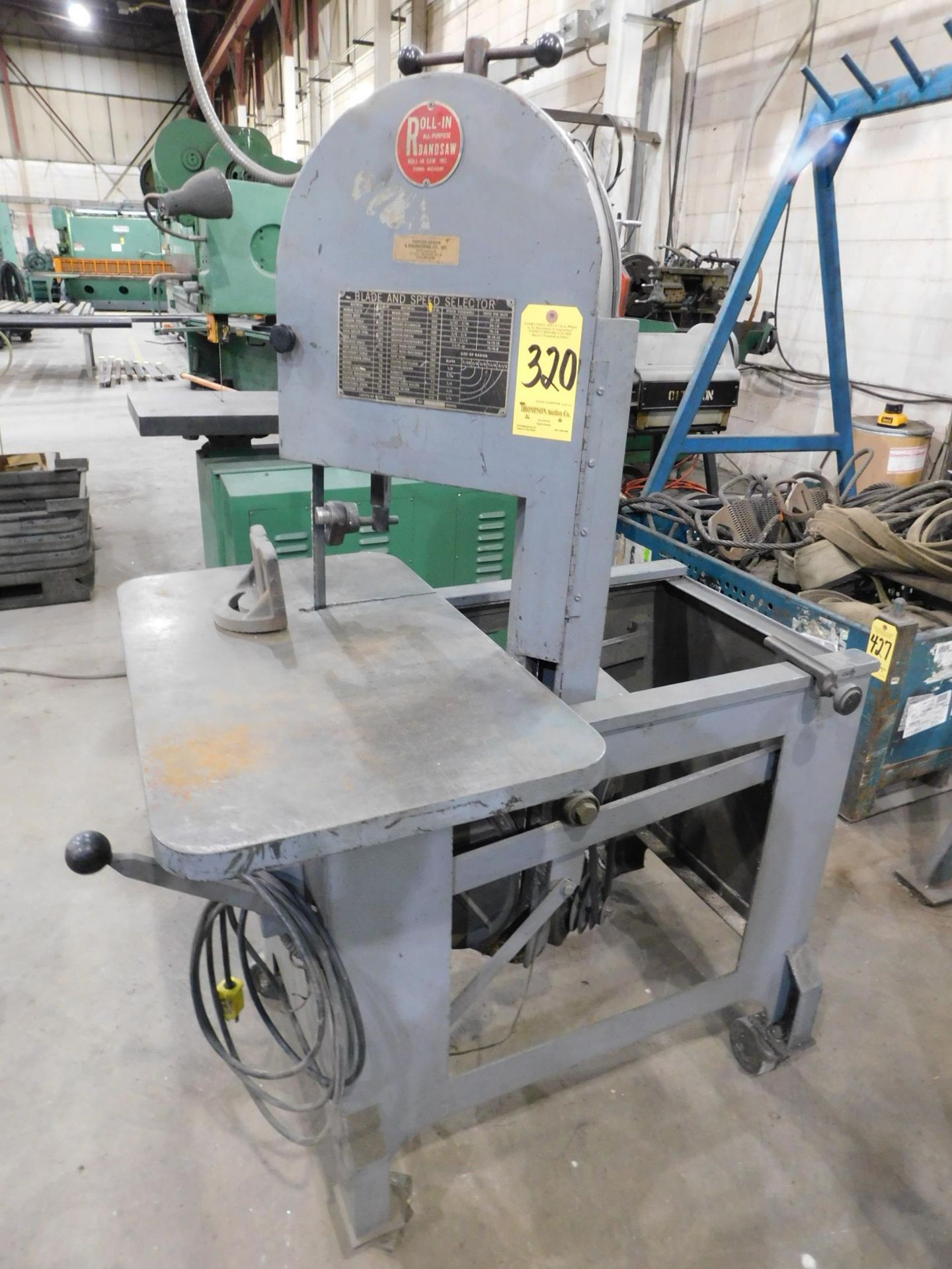 Roll In Vertical Band Saw, s/n 79372, 110/1/60