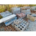 Assorted Blocks, Bricks, and (2) Mortar Tubs