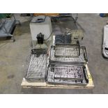Skid Lot of Parts Washer Baskets, Poly Tank with Pump, and Granite Plate