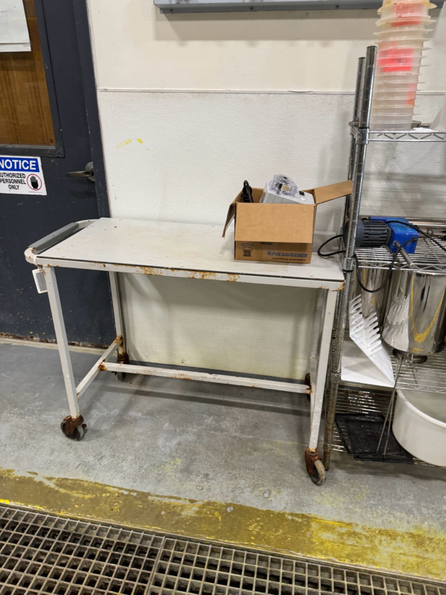 Lot Stainless Steel Work Table, Rolling Cart & (3) Metro Racks - Image 5 of 5