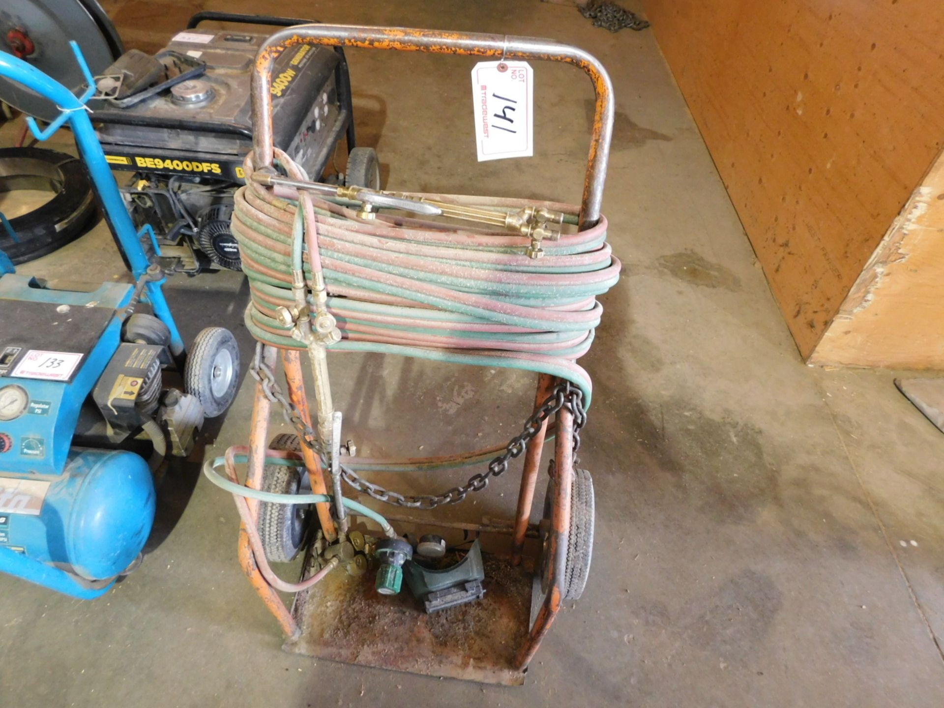 OXYGEN-ACETYLENE CART, TORCH & GUAGES