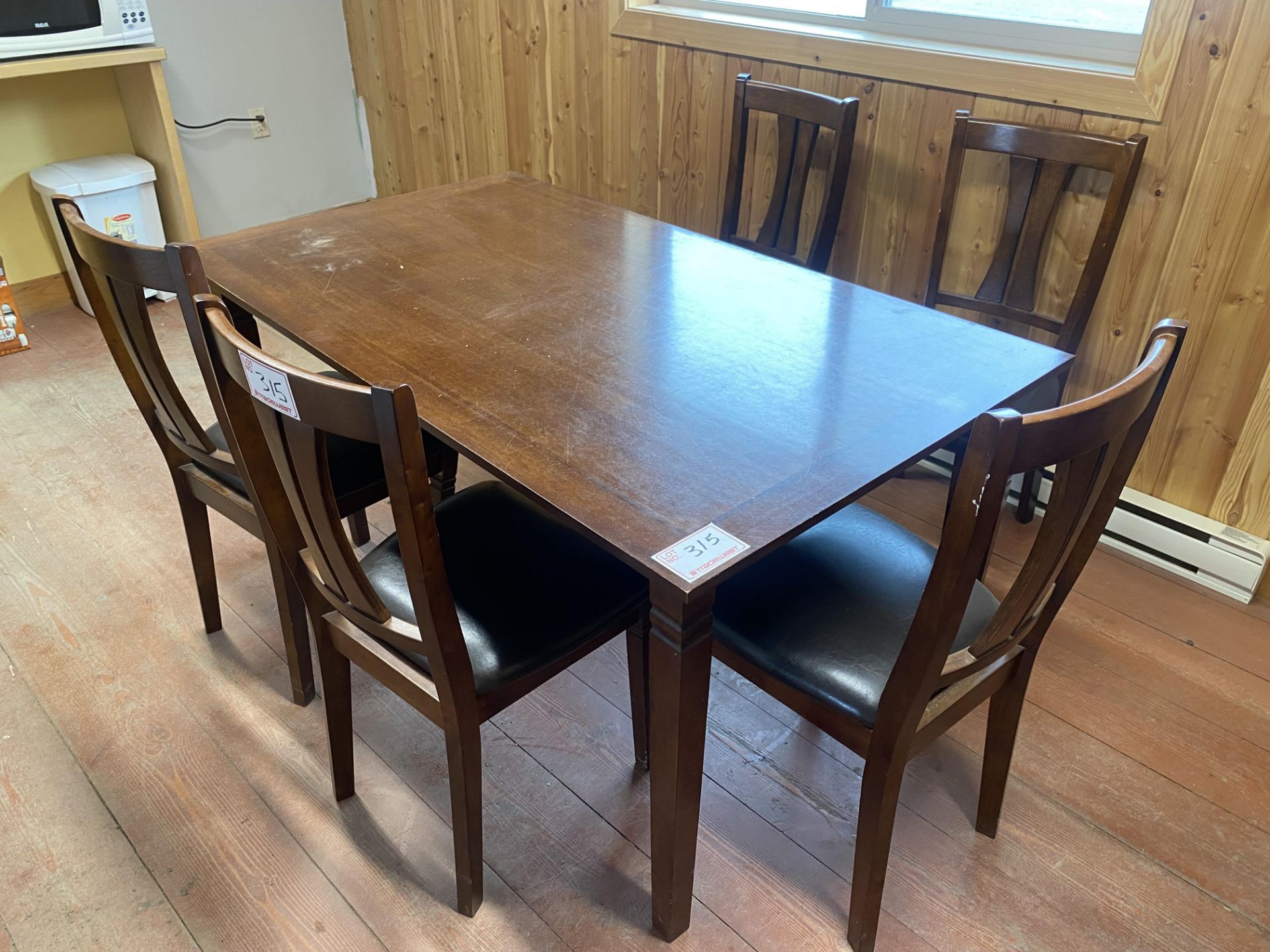 WOOD DINING TABLE & (4) CHAIRS, 35" X 5'