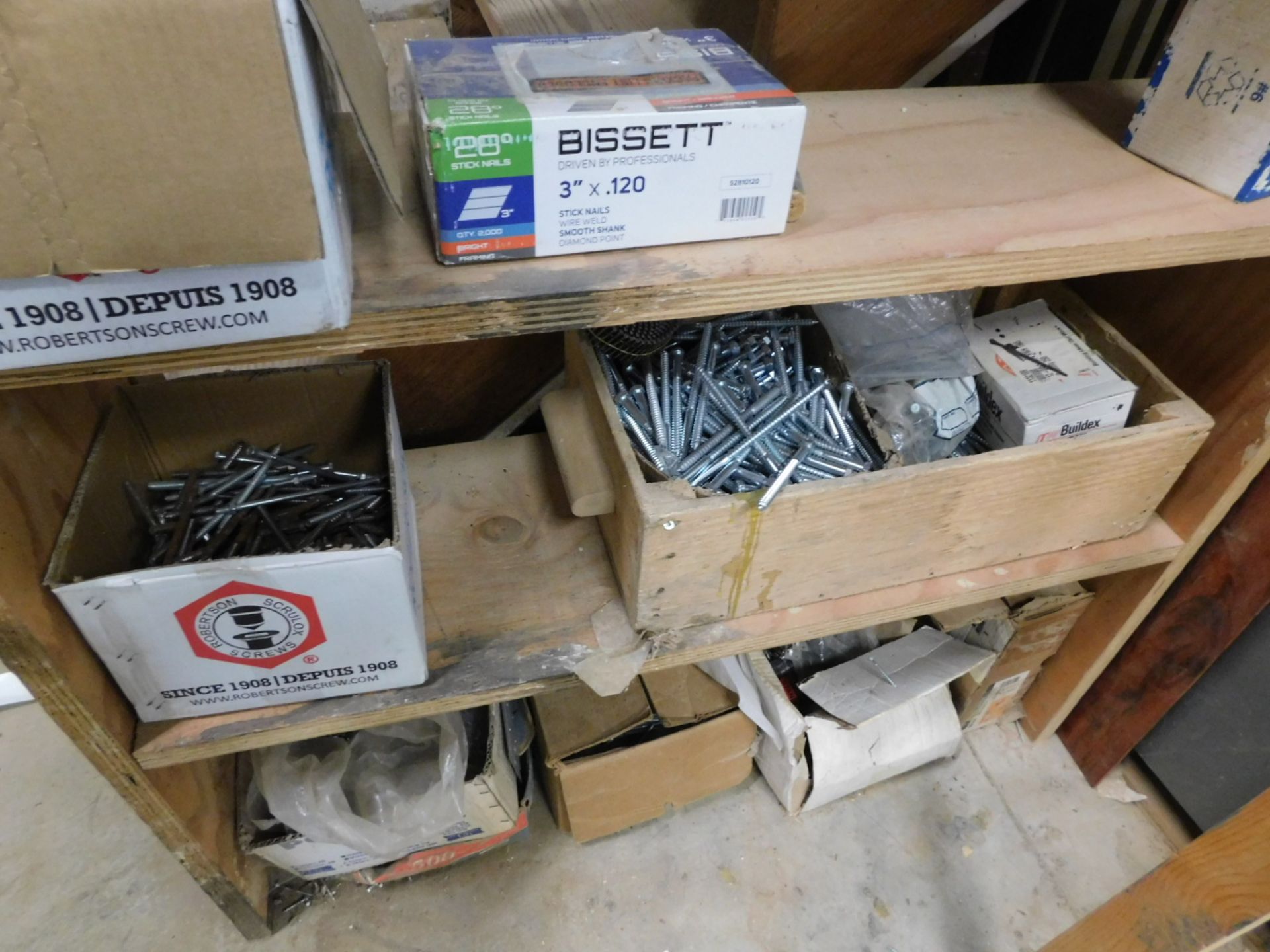 SHELF OF ASST HARDWARE, BOLTS, SCREWS, 15" COIL NAILS - Image 4 of 4