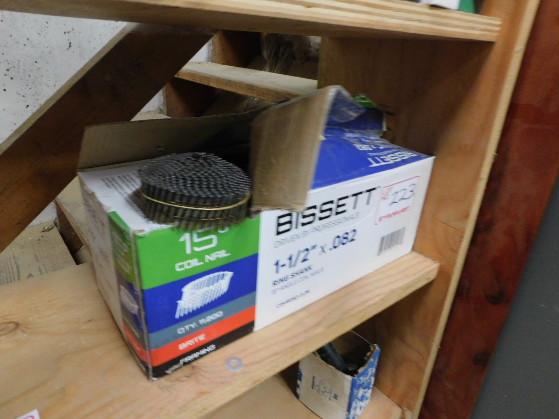 SHELF OF ASST HARDWARE, BOLTS, SCREWS, 15" COIL NAILS - Image 3 of 4