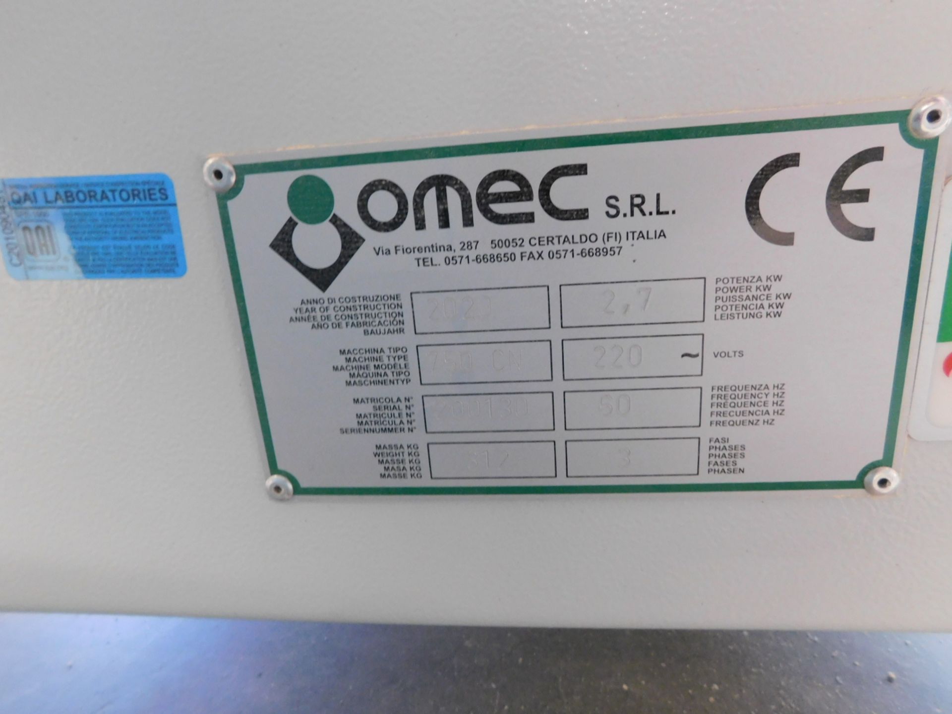 2020 OMEC 750CN CNC DOVE TAIL MACHINE, 220V, TOUCH SCREEN CONTROLS, S/N 200130 - Image 6 of 6