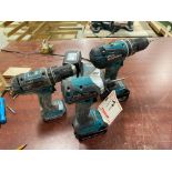 (3) MAKITA CORDLESS DRILLS, (3) BATTERIES, CHARGER