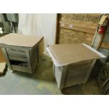 (2) WOOD TABLES ON CASTORS