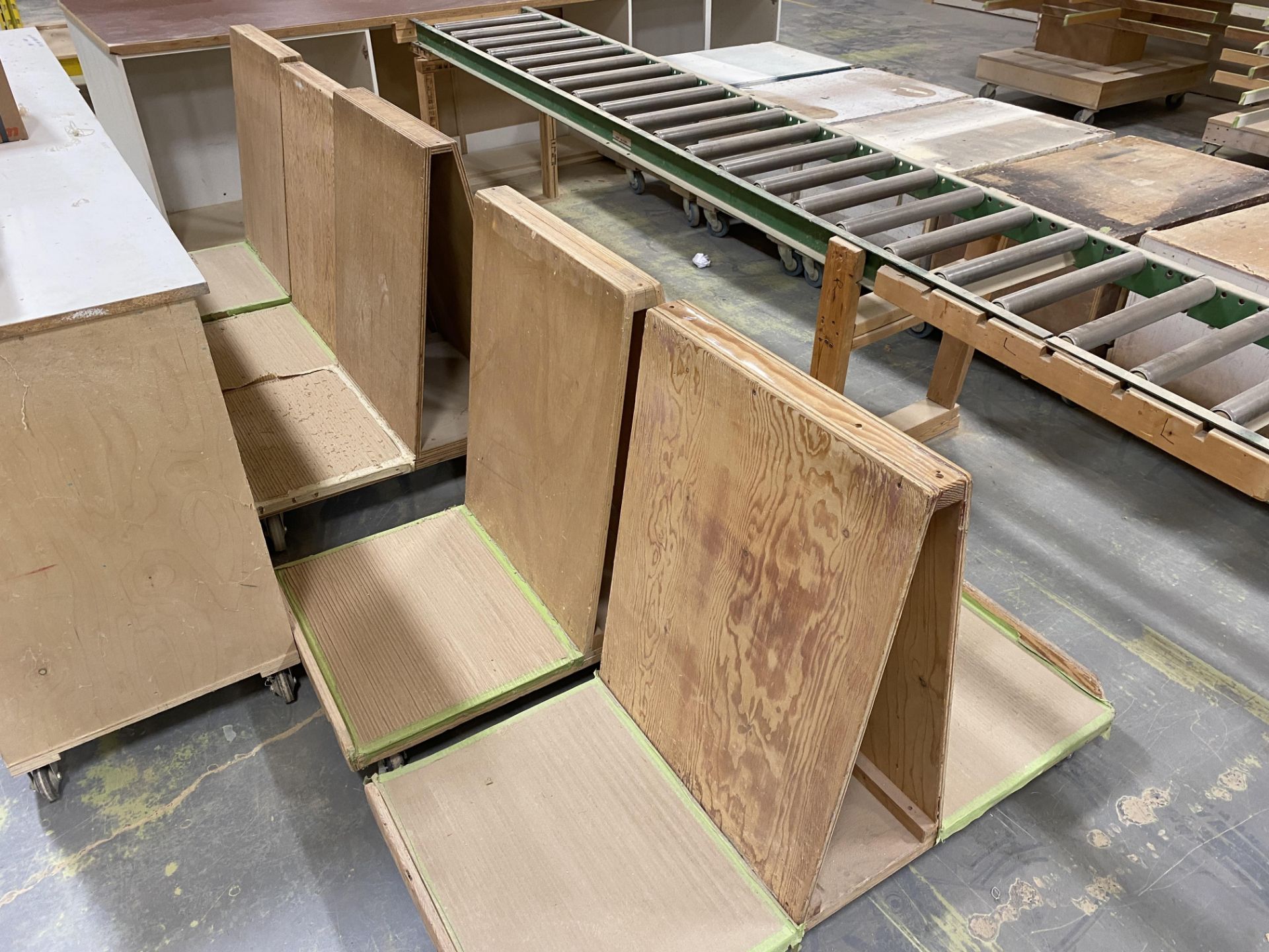 (5) WOOD A-FRAME CARTS ON CASTORS